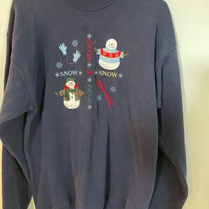 Holiday Snowman embroidered chic sweatshirt size large Vintage made in the USA